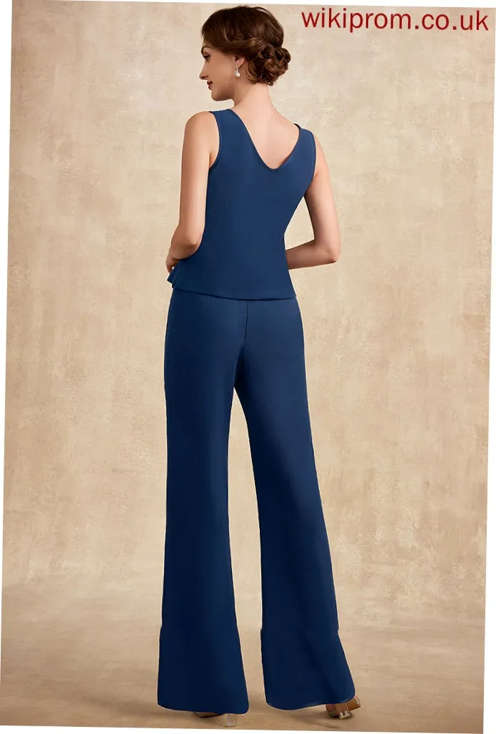 Mother of the Bride Dresses Chiffon Bride of Lace Scoop Neck Mother Floor-Length Jumpsuit/Pantsuit the Araceli Dress With