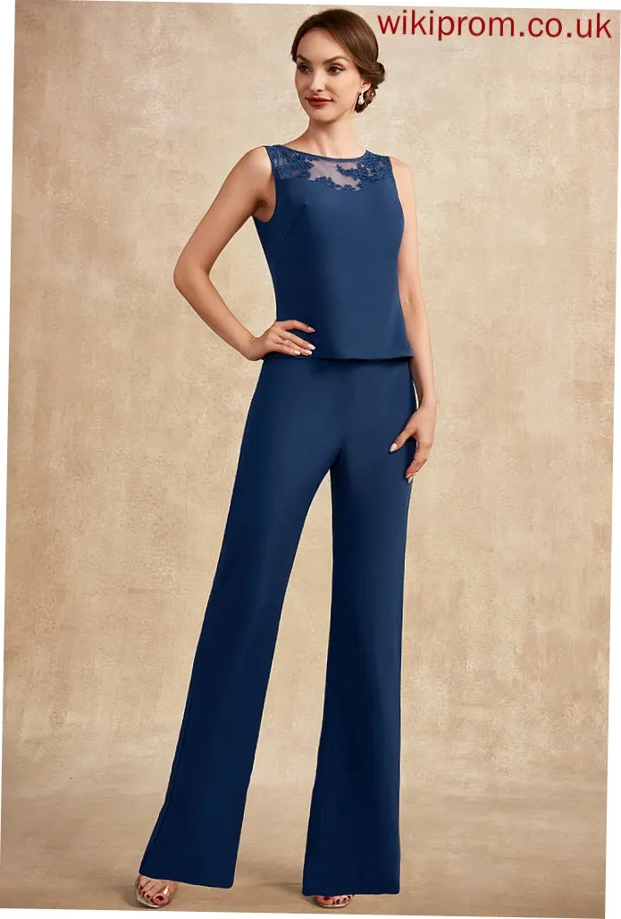 Mother of the Bride Dresses Chiffon Bride of Lace Scoop Neck Mother Floor-Length Jumpsuit/Pantsuit the Araceli Dress With