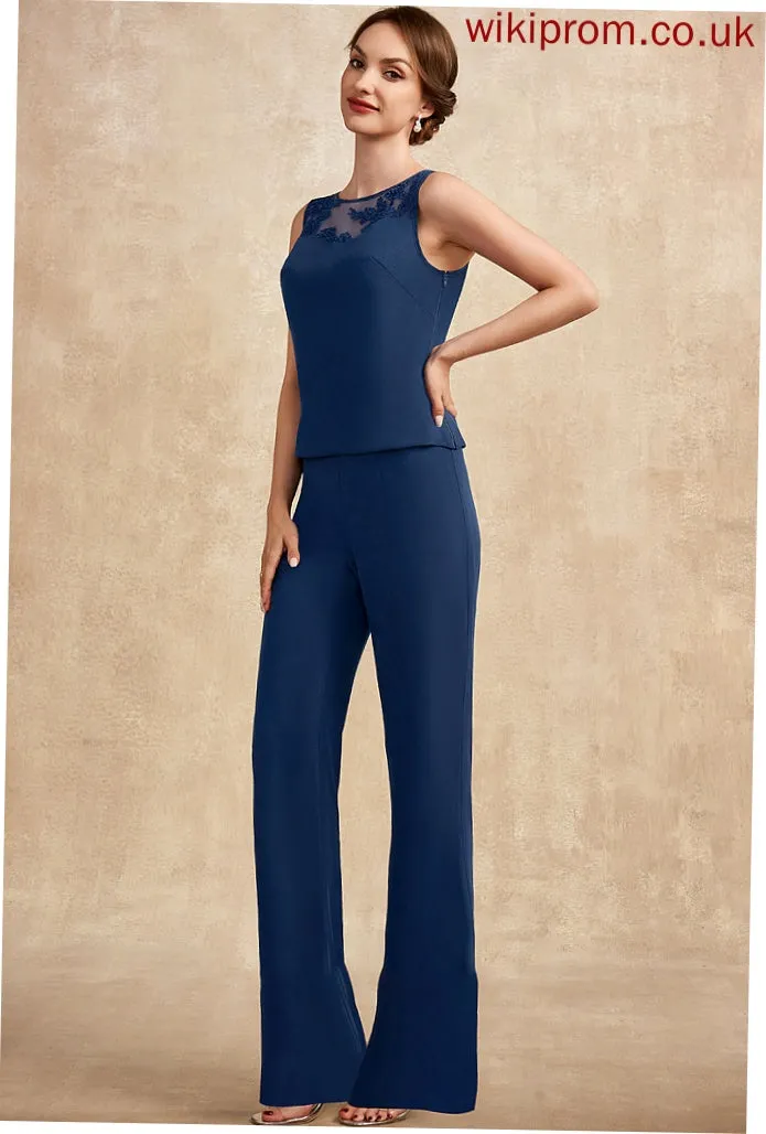 Mother of the Bride Dresses Chiffon Bride of Lace Scoop Neck Mother Floor-Length Jumpsuit/Pantsuit the Araceli Dress With