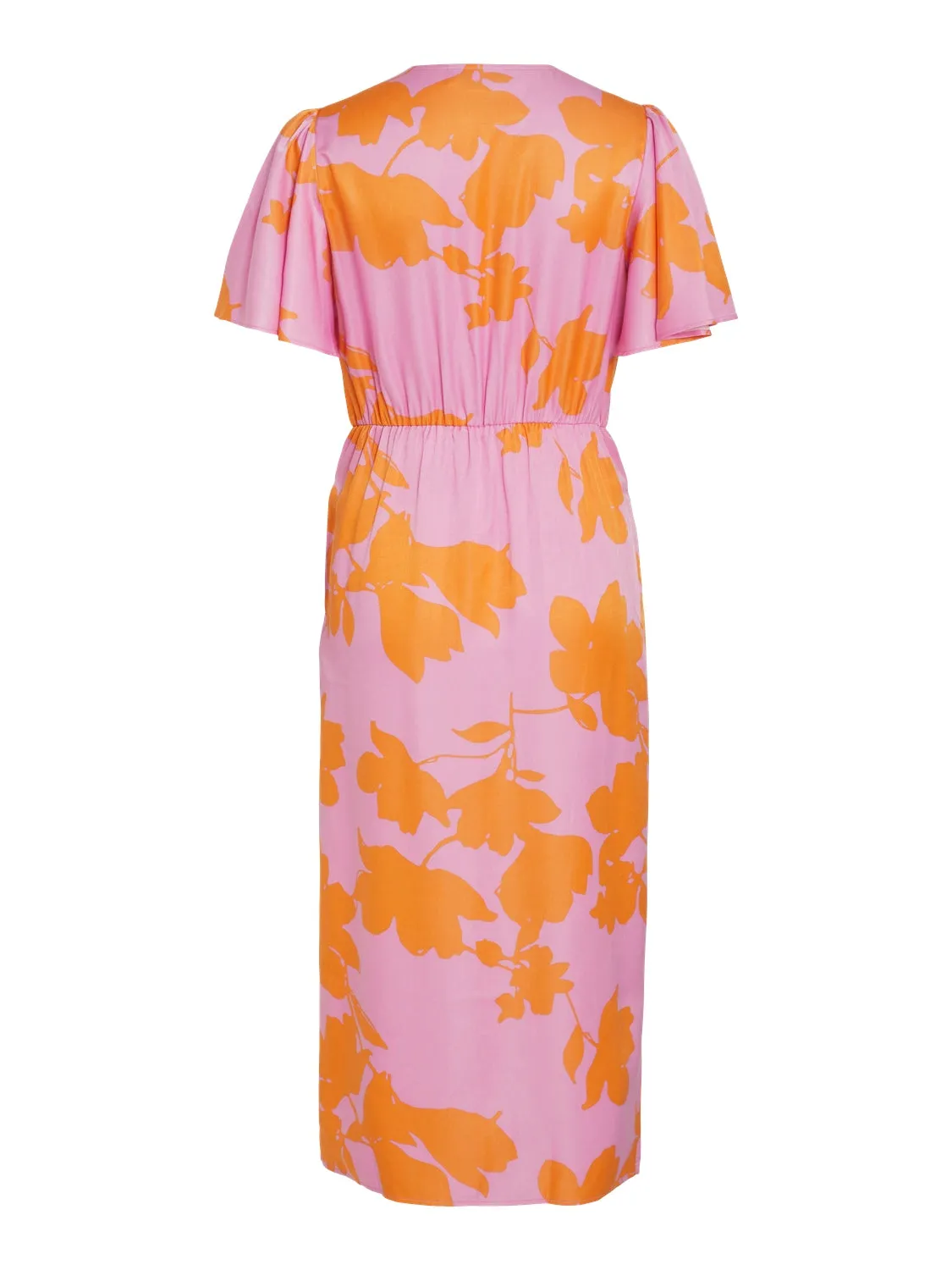 Nakita V-Neck Wrap Midi Dress Lilac/Orange