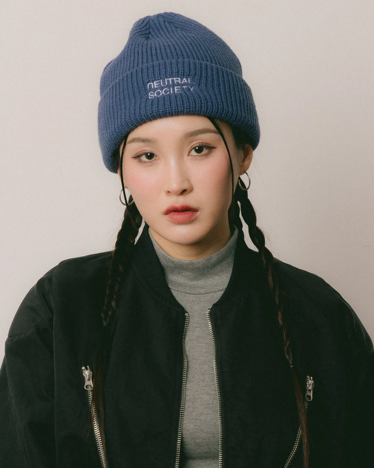 NEUTRAL SOCIETY CROPPED FLIGHT JACKET-DARK GREY