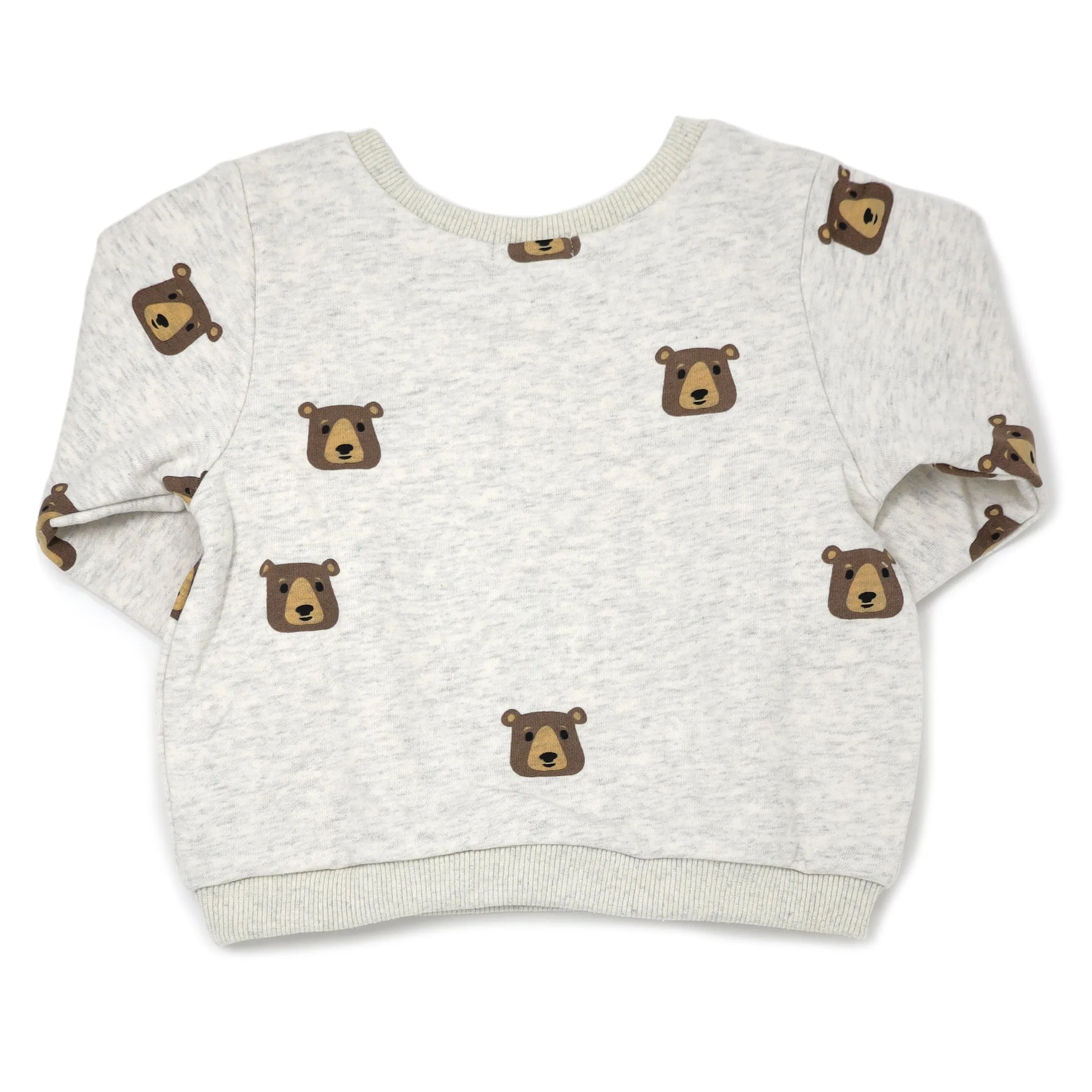 oh baby! Brooklyn Boxy Sweatshirt - Brown Bear Faces Print - Oatmeal Heather