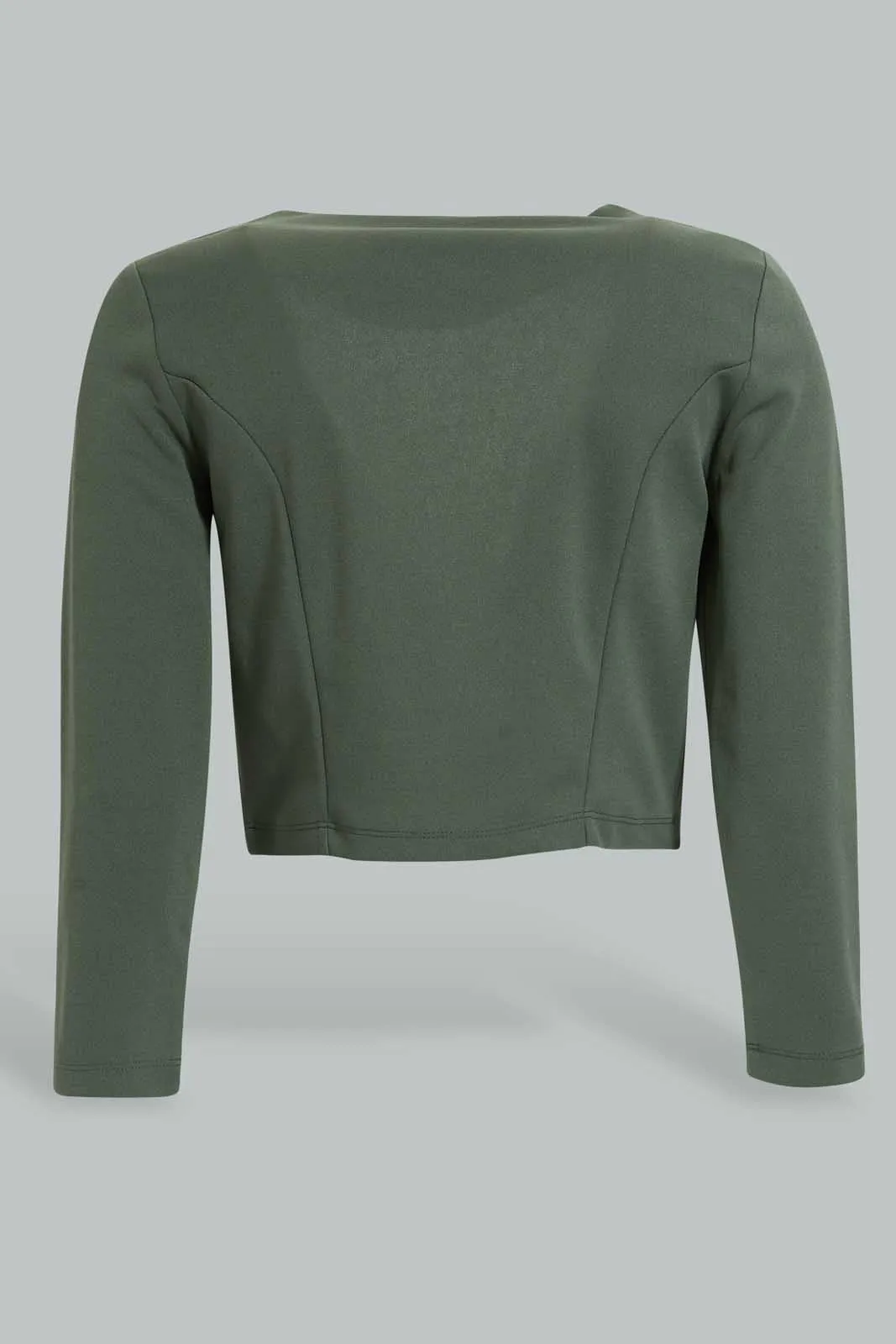 Olive Cropped Jacket For Women