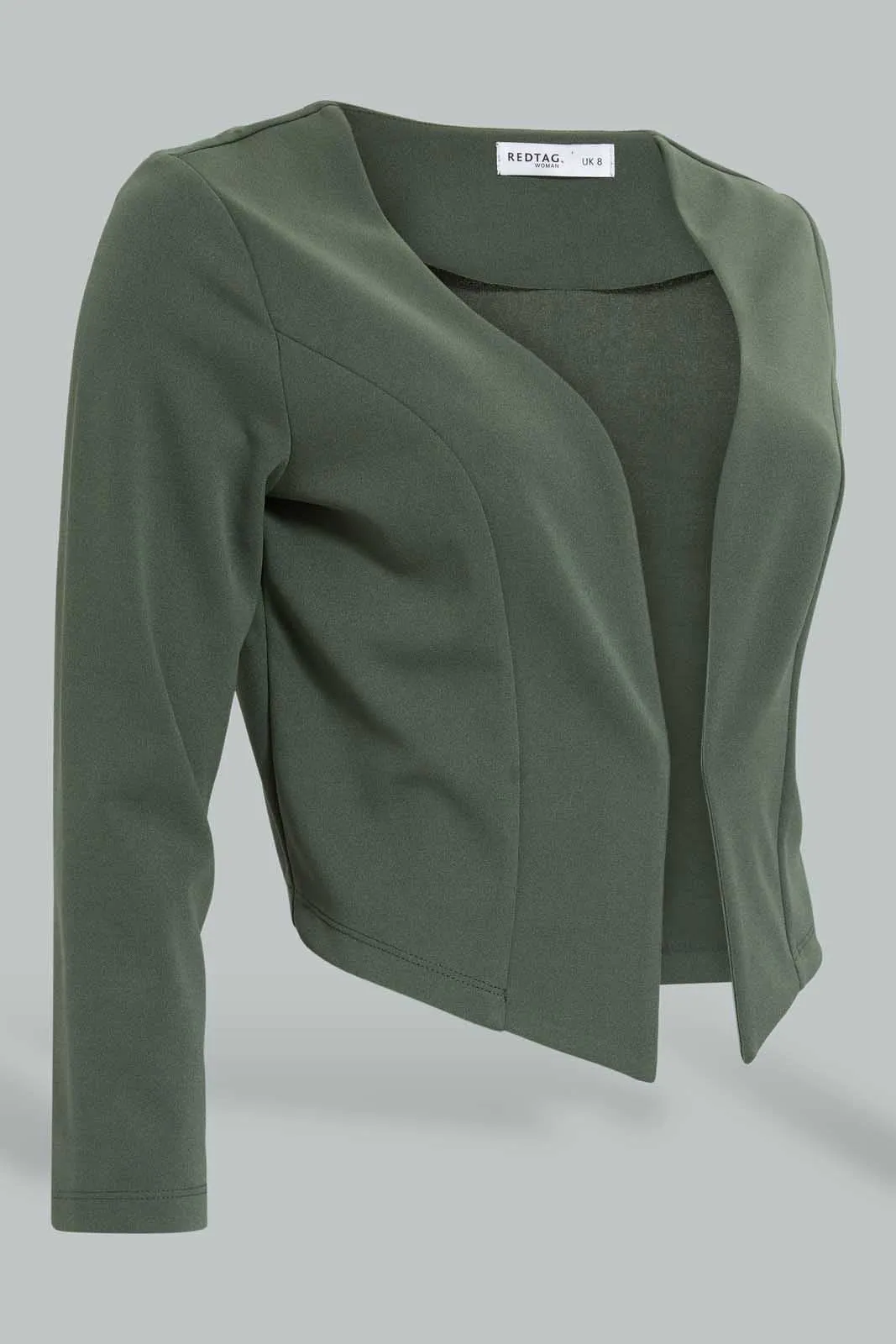 Olive Cropped Jacket For Women