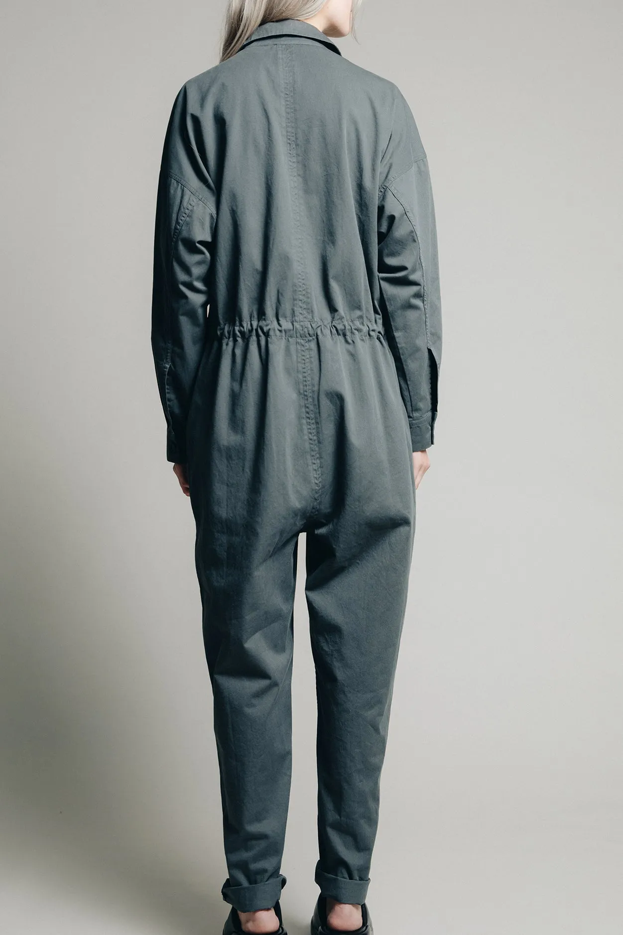 One Overall Grey Jumpsuit with Pockets