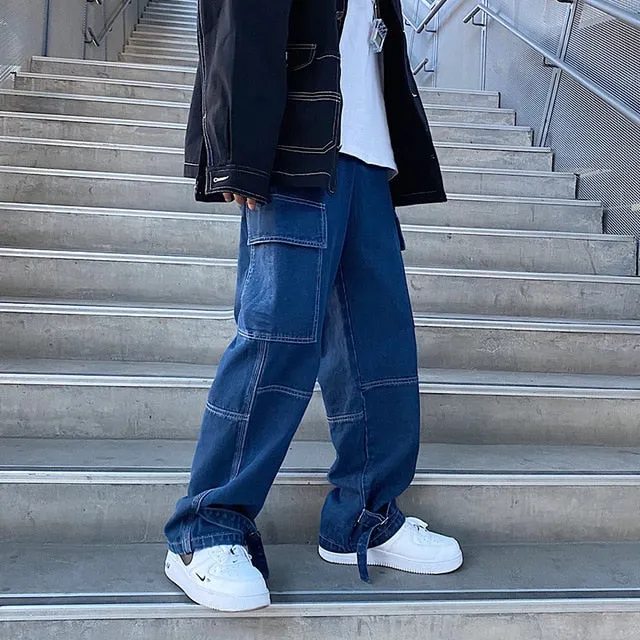 Oversize Side Pocket Style Loose Jeans