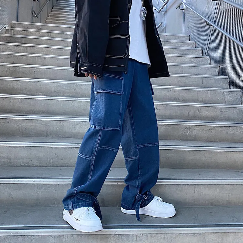Oversize Side Pocket Style Loose Jeans