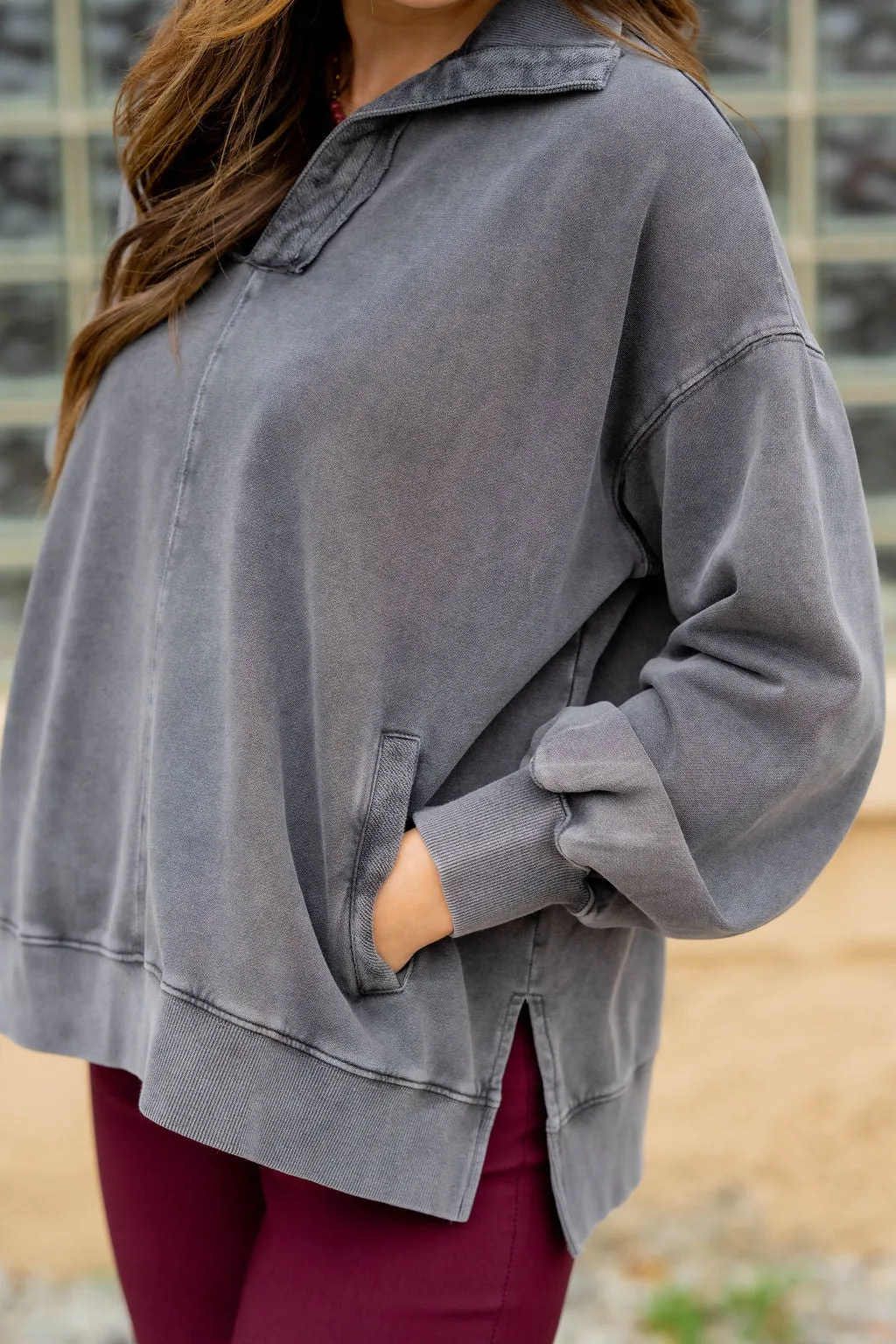 Oversized Side Slit Pullover