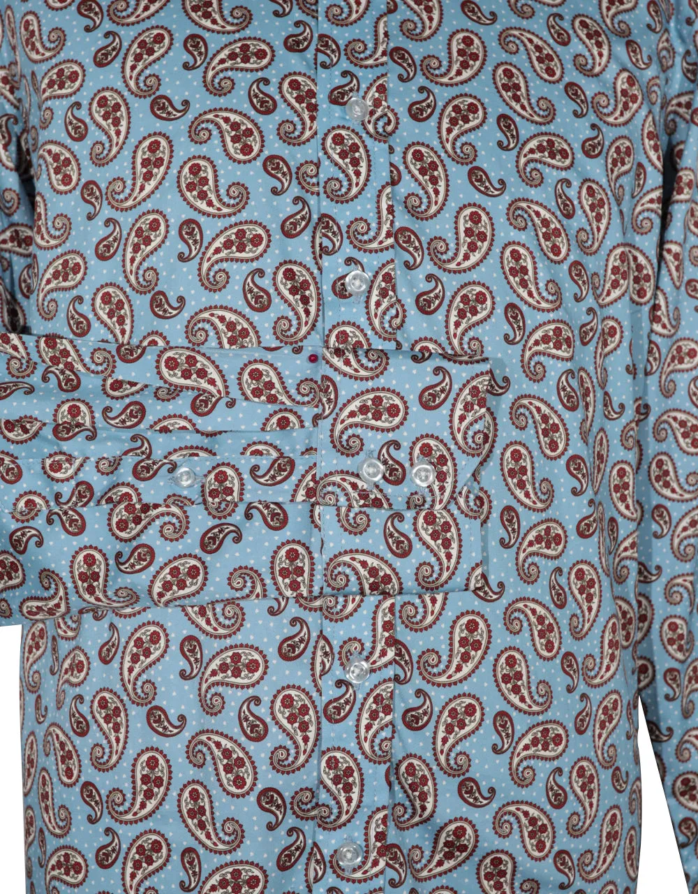 Paisley Shirt - 60s Style Sky Blue Paisley Shirt
