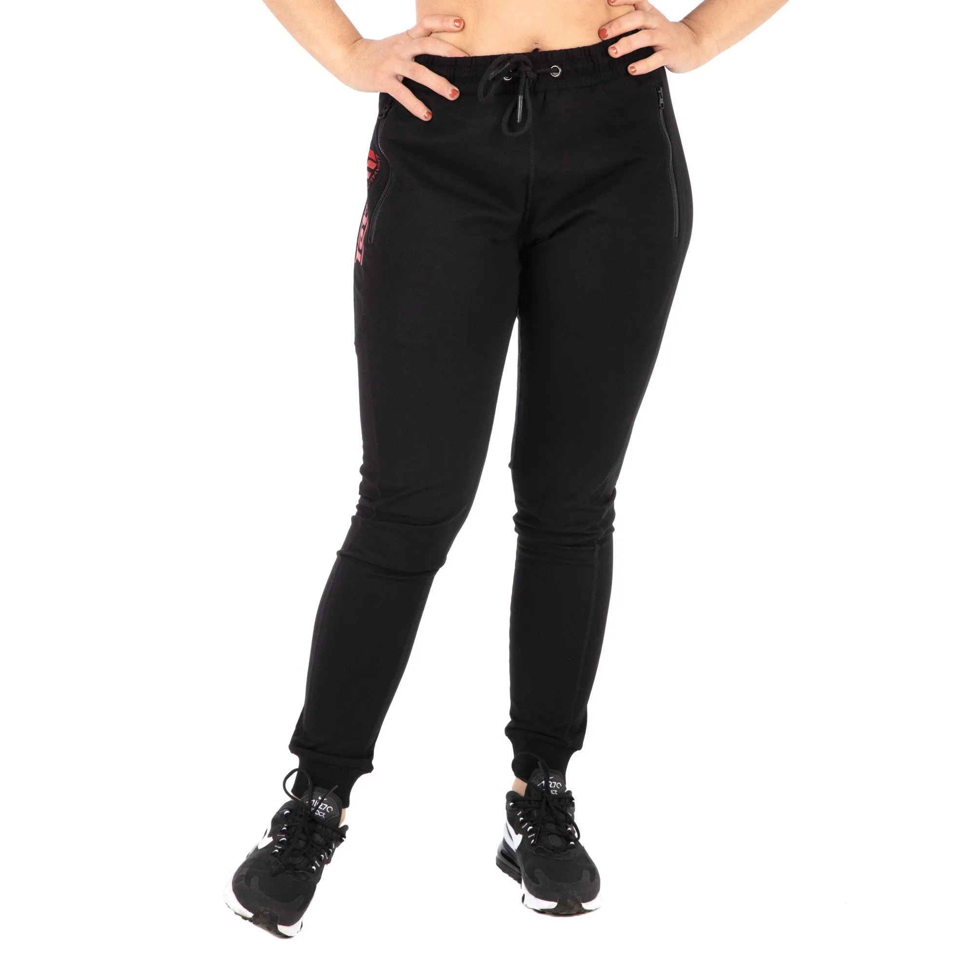 Pantaloni Lungi Femei TATAMI Logo - Negru & Rosu