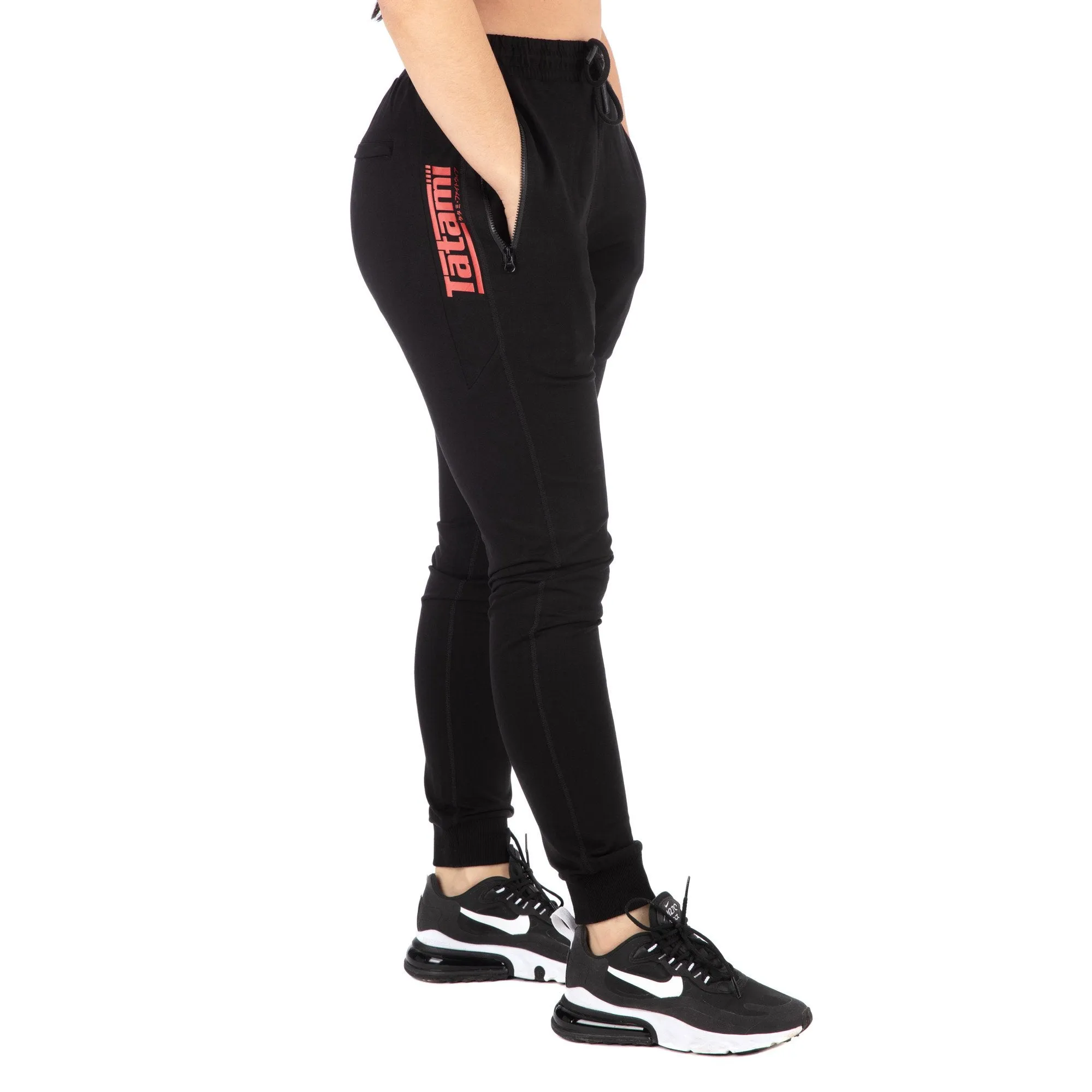 Pantaloni Lungi Femei TATAMI Logo - Negru & Rosu