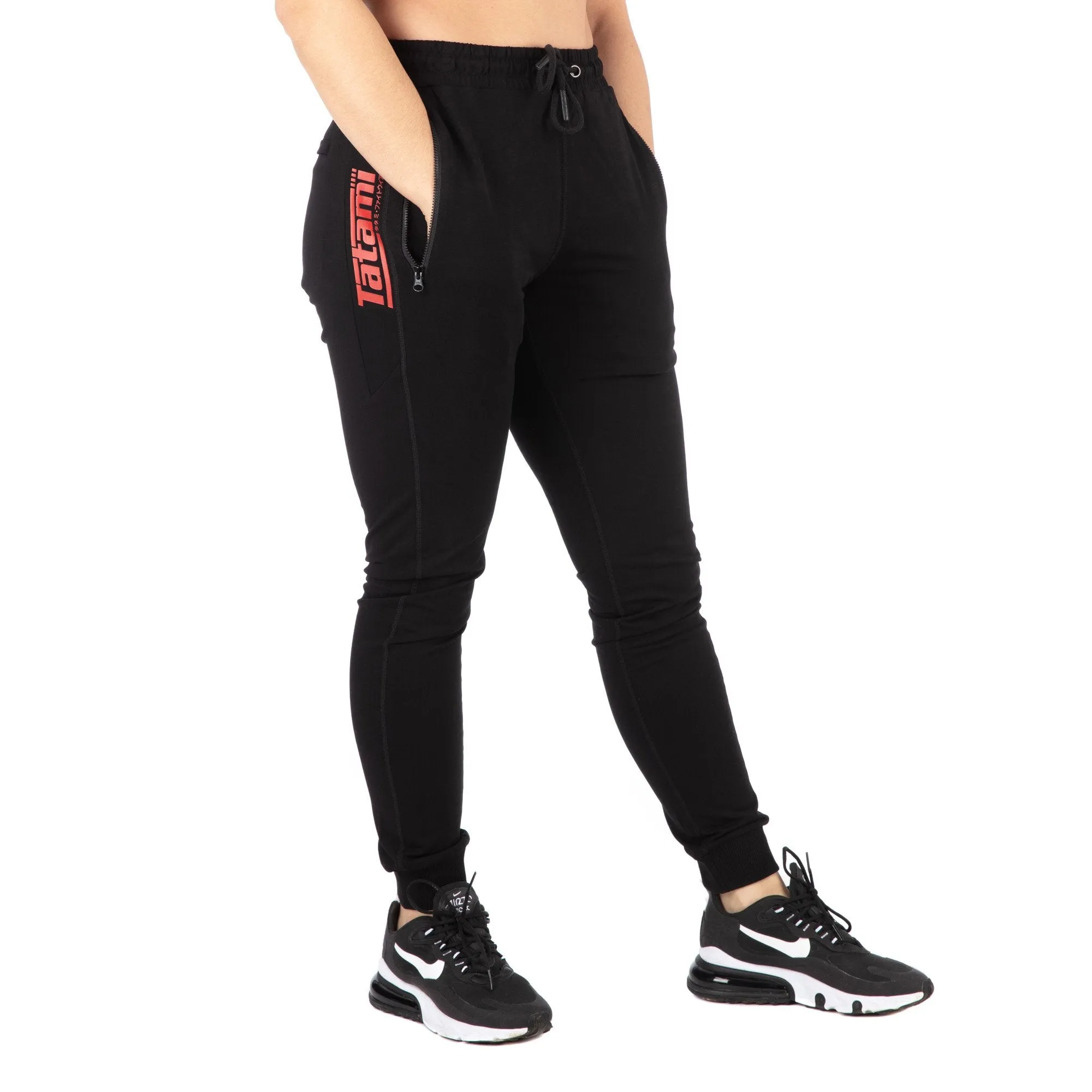 Pantaloni Lungi Femei TATAMI Logo - Negru & Rosu