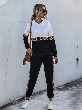 Perfee Contrast Long Sleeve Hooded Top and Joggers Set