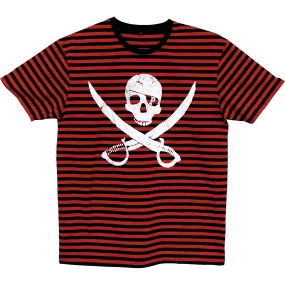 Pirates Press Records - Pirate Logo - White On Red & Black - T-Shirt
