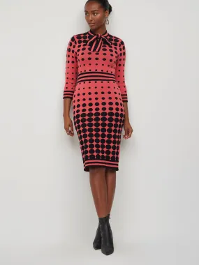 Polka-Dot Bow-Neck Sweater Dress