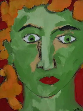 Portrait of lady with red hair by Caroline Beauzon 10¾" x 12½"