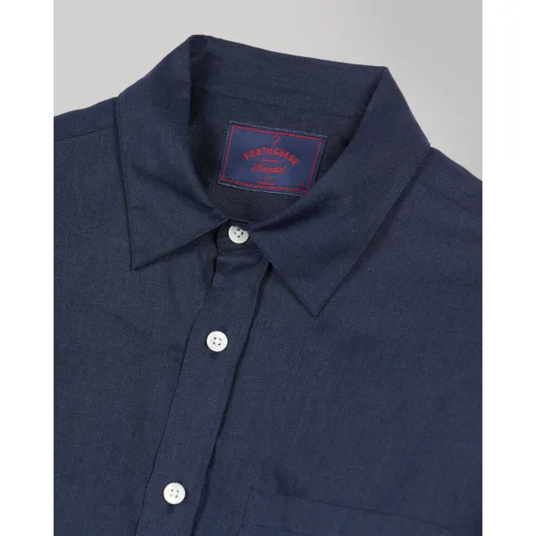 Portuguese Flannel Linen LS Shirt (navy)