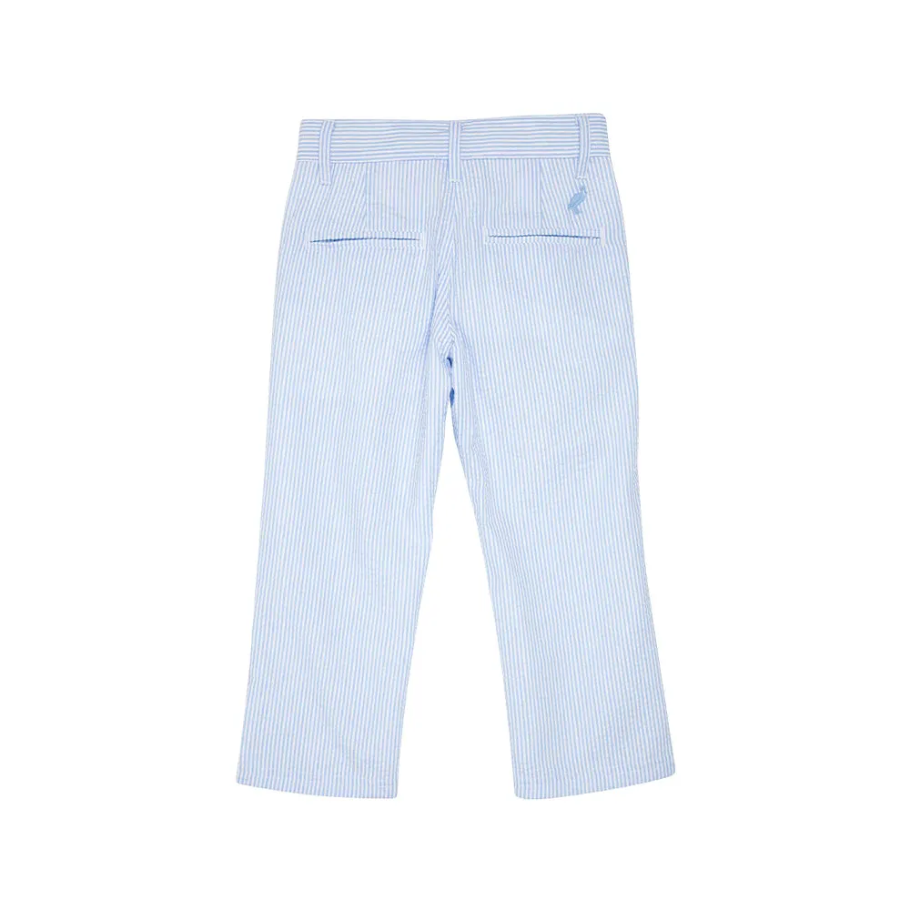 Prep School Pants - Breakers Blue Seersucker with Breakers Blue Stork