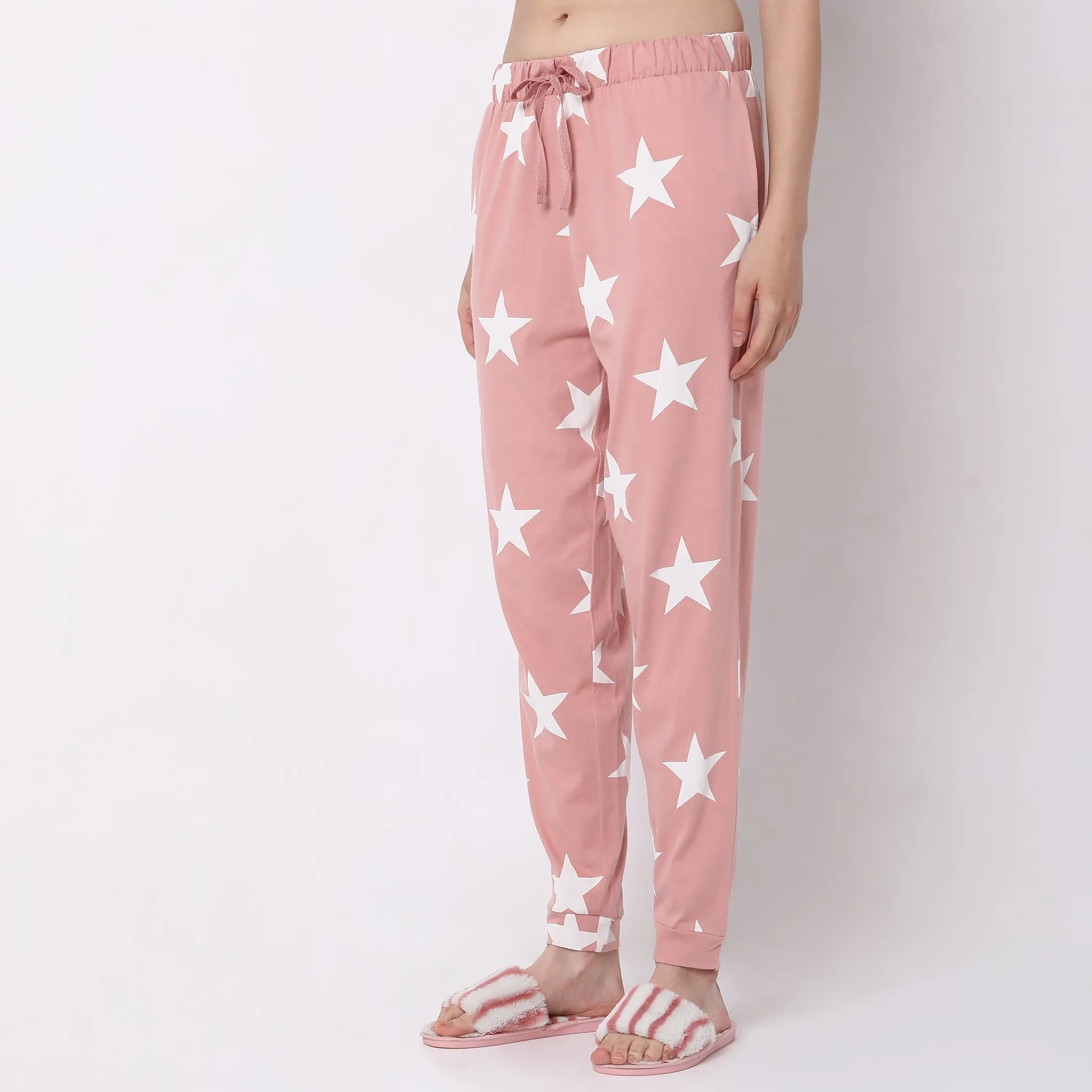 Regular Fit Printed Mid Rise Lounge Pyjamas