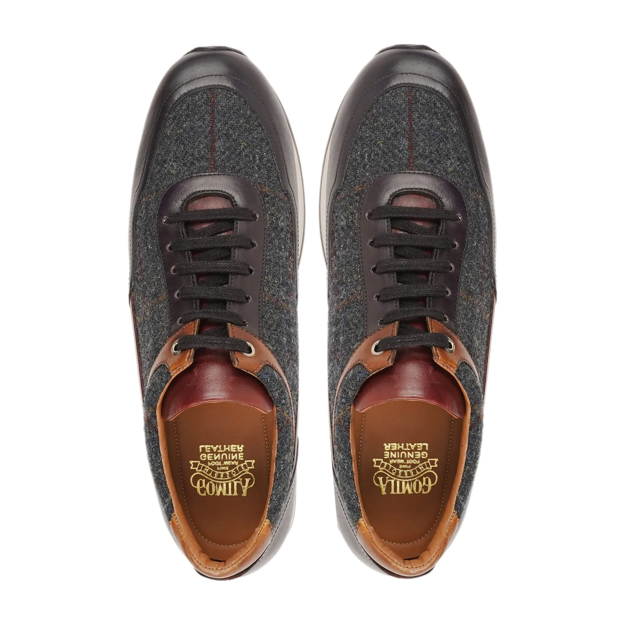 Rento - Men's Multicolor Calf Leather and Harris Tweed Jogger