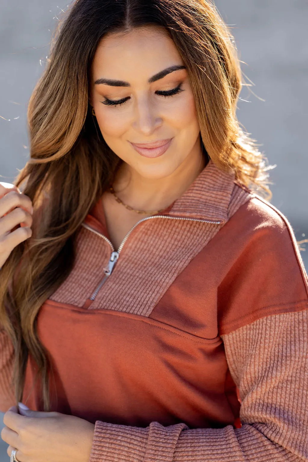 Ribbed Accents Pullover