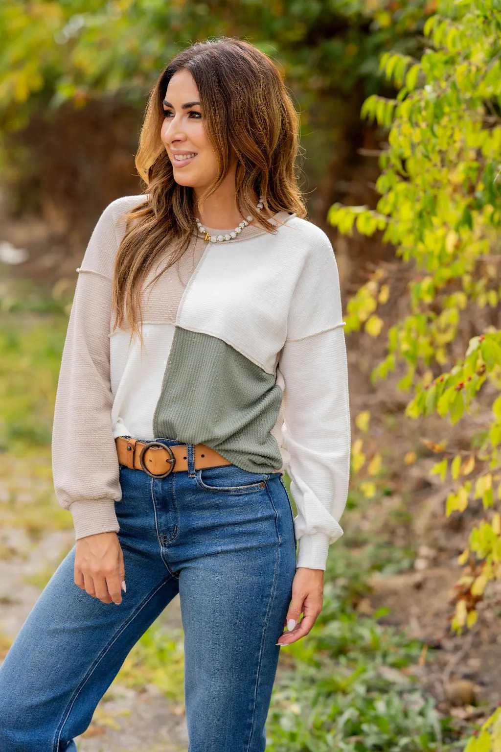 Ribbed Quad Blocked Sweatshirt