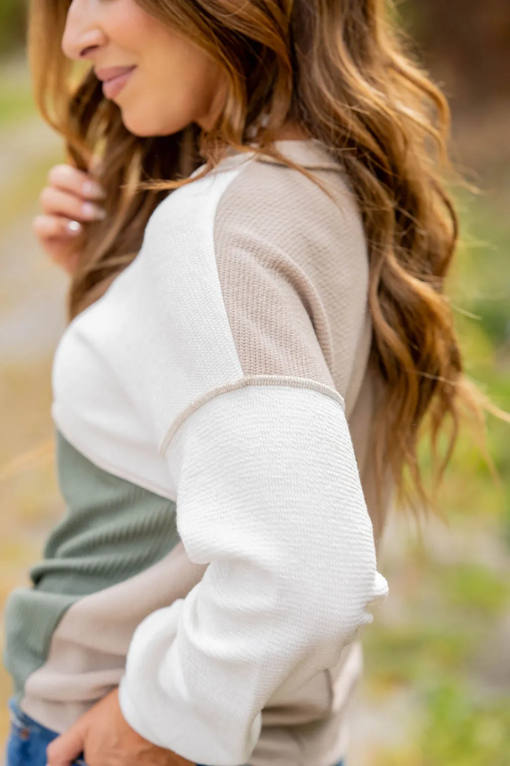 Ribbed Quad Blocked Sweatshirt