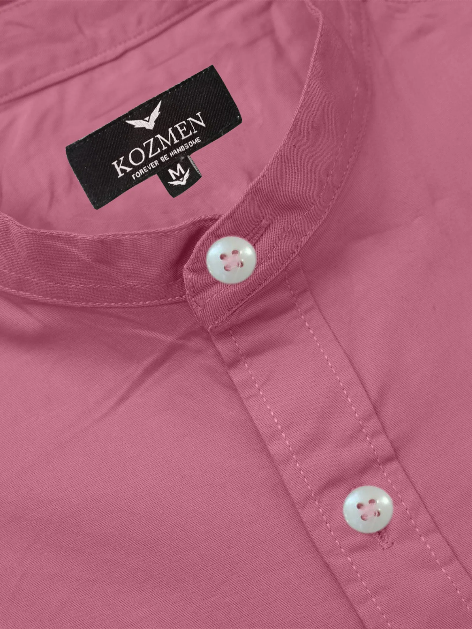 Salmon Premium Super Soft Solid Cotton Mandarin Collar Shirt