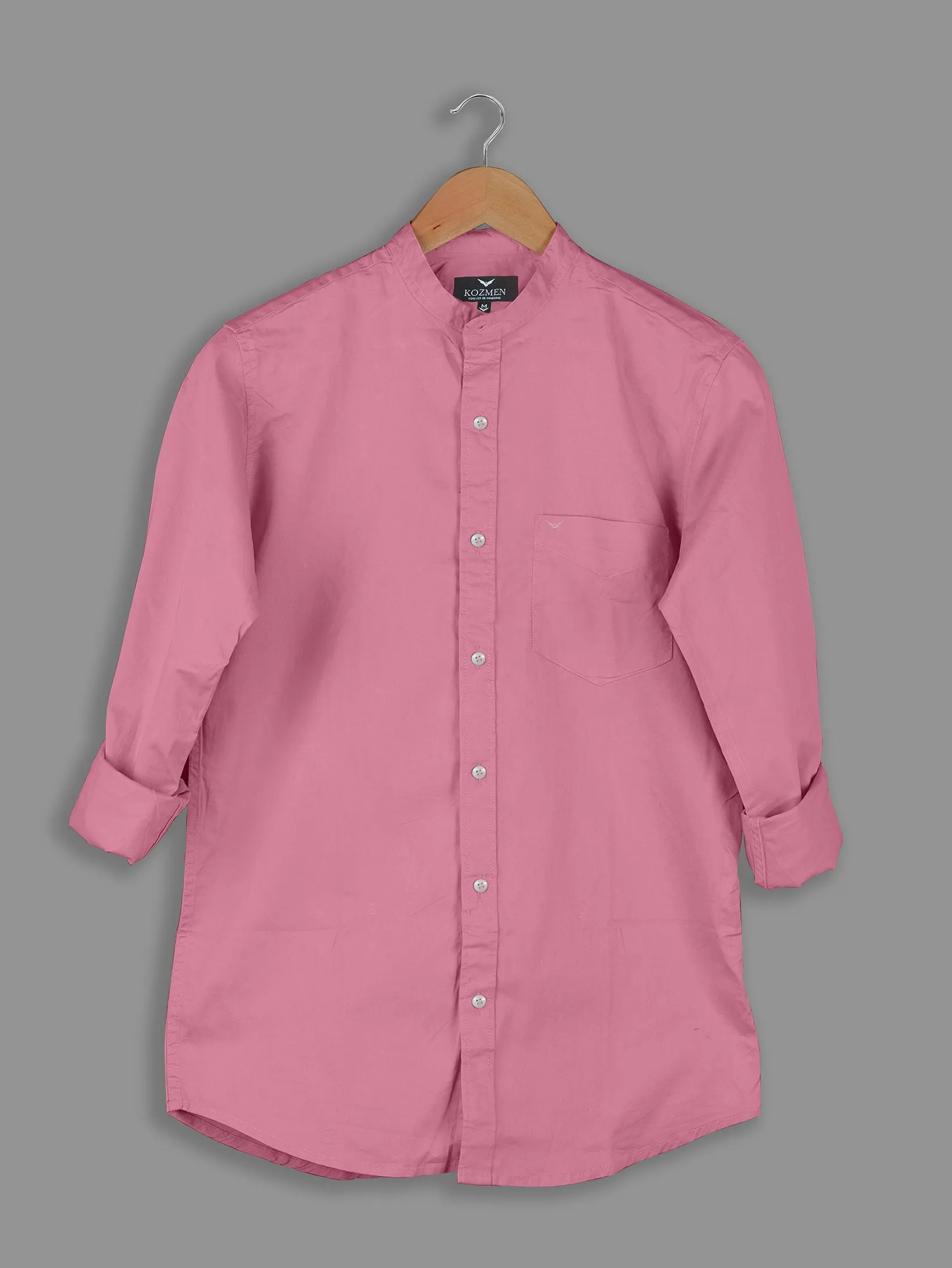 Salmon Premium Super Soft Solid Cotton Mandarin Collar Shirt