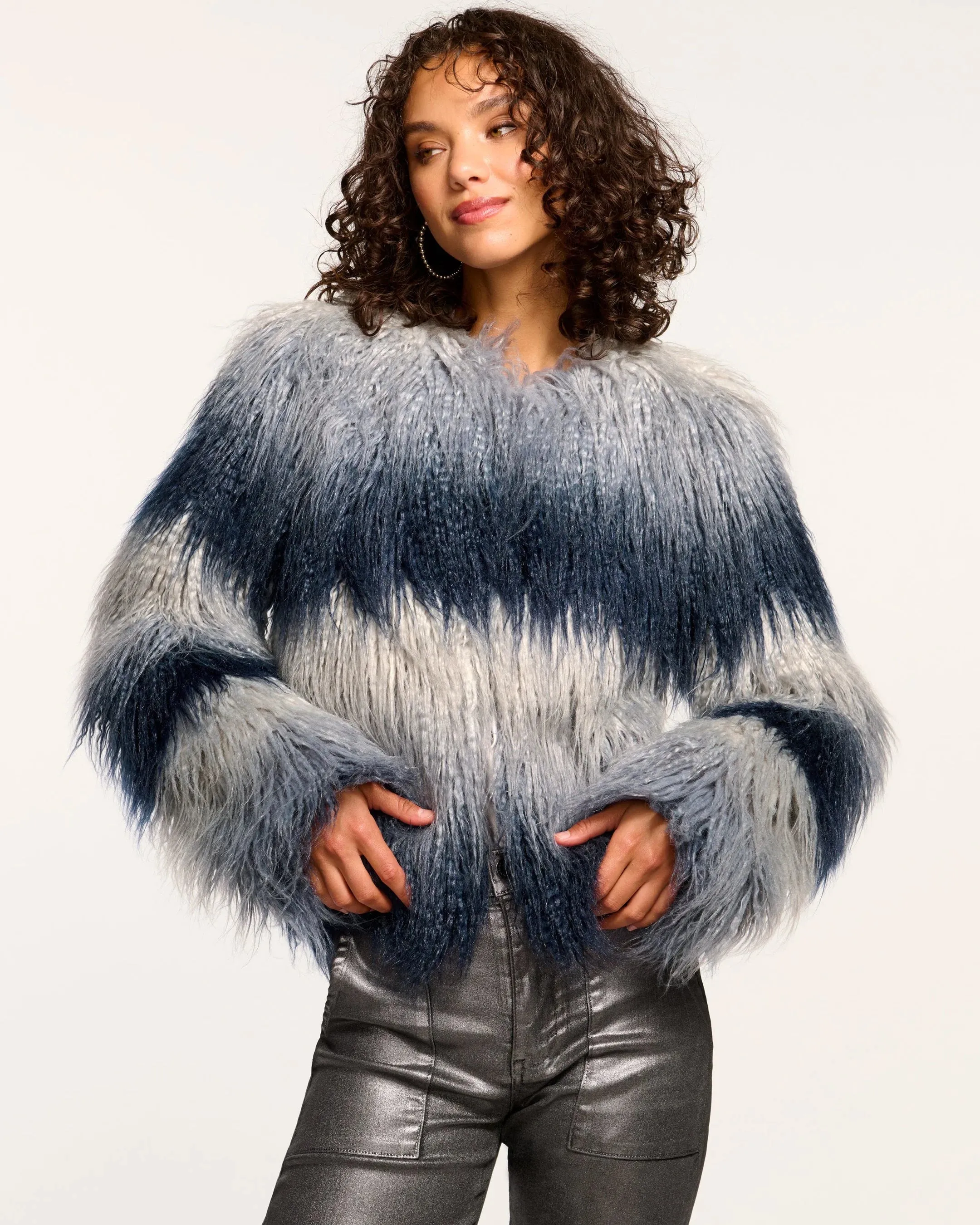 Samuel Faux Fur Coat | Navy Ombre