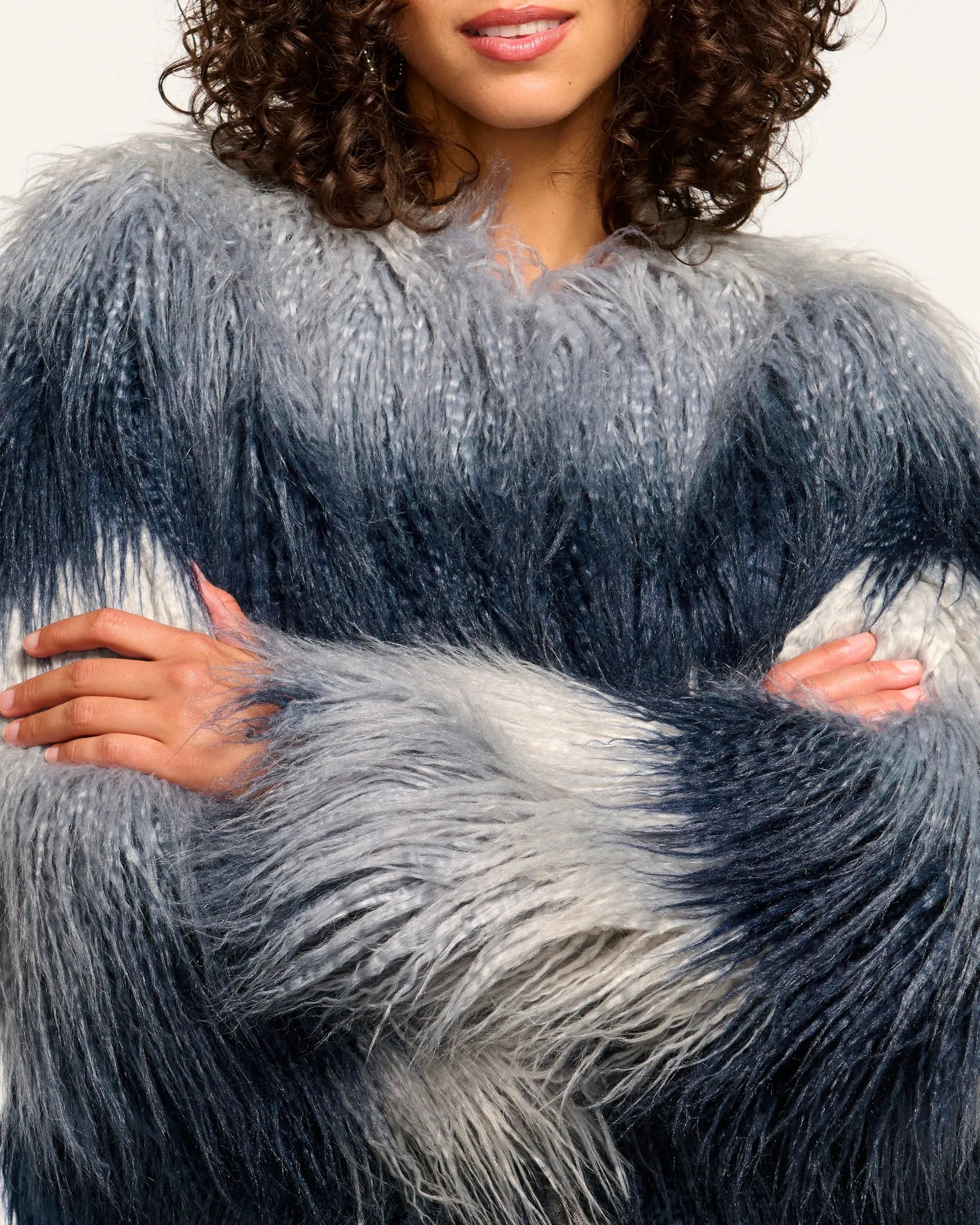 Samuel Faux Fur Coat | Navy Ombre