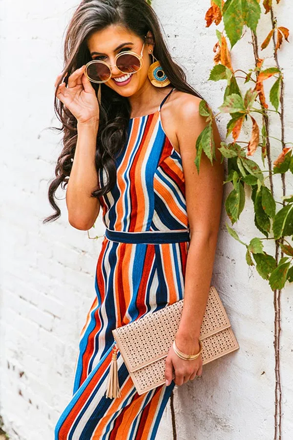 Santorini Sunset Striped Jumpsuit