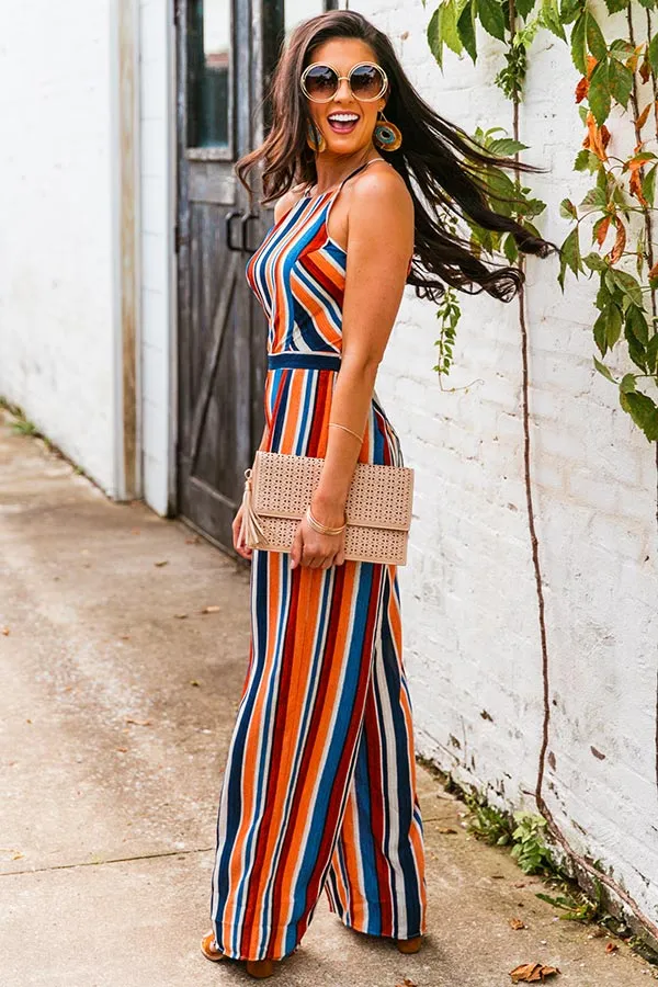 Santorini Sunset Striped Jumpsuit