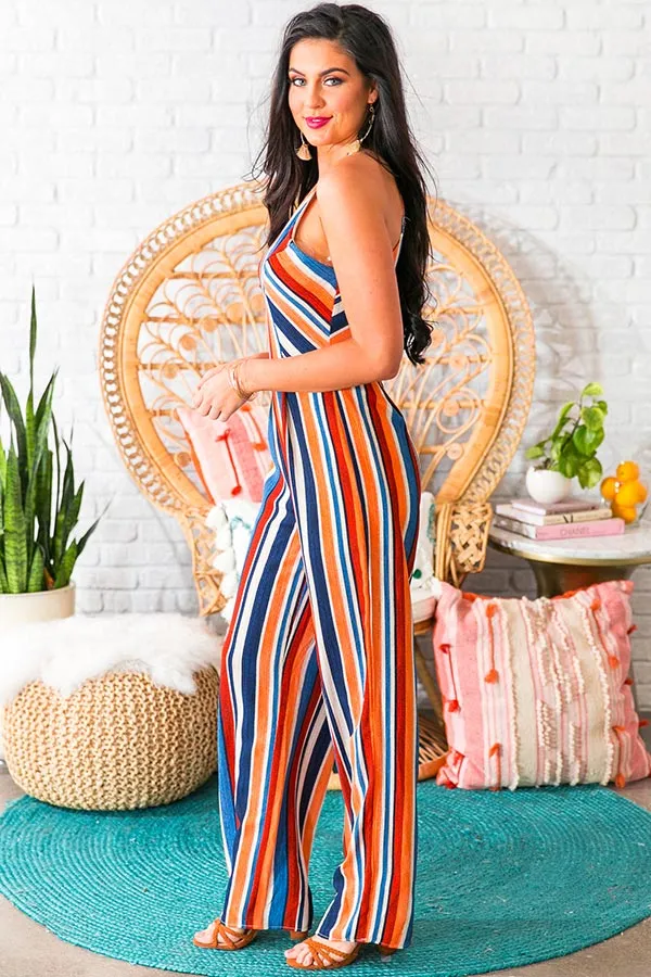 Santorini Sunset Striped Jumpsuit