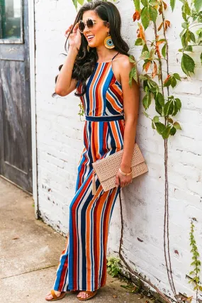 Santorini Sunset Striped Jumpsuit