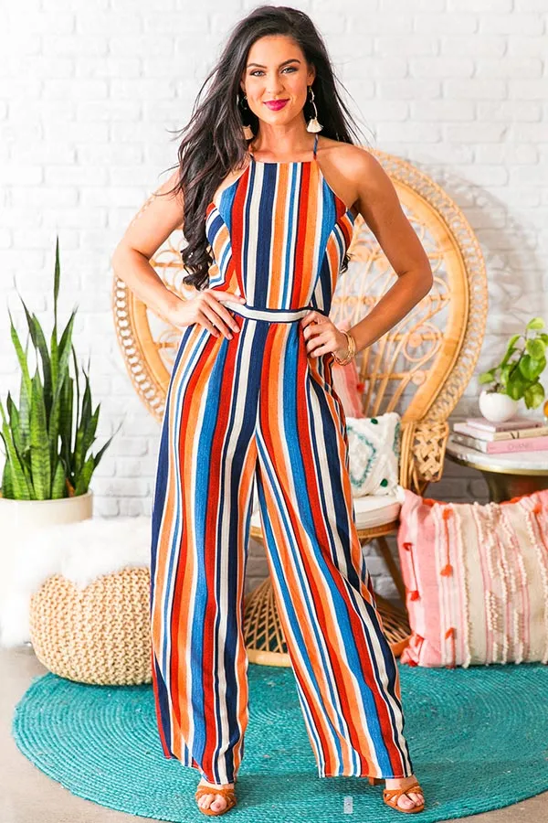 Santorini Sunset Striped Jumpsuit