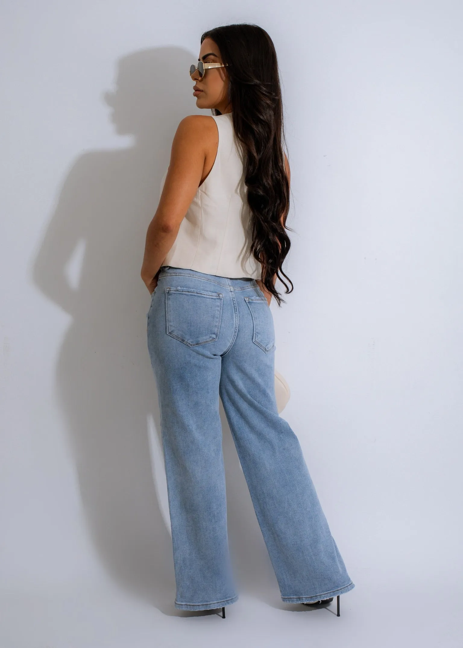 Skyward Dream Distressed Jeans Light Denim
