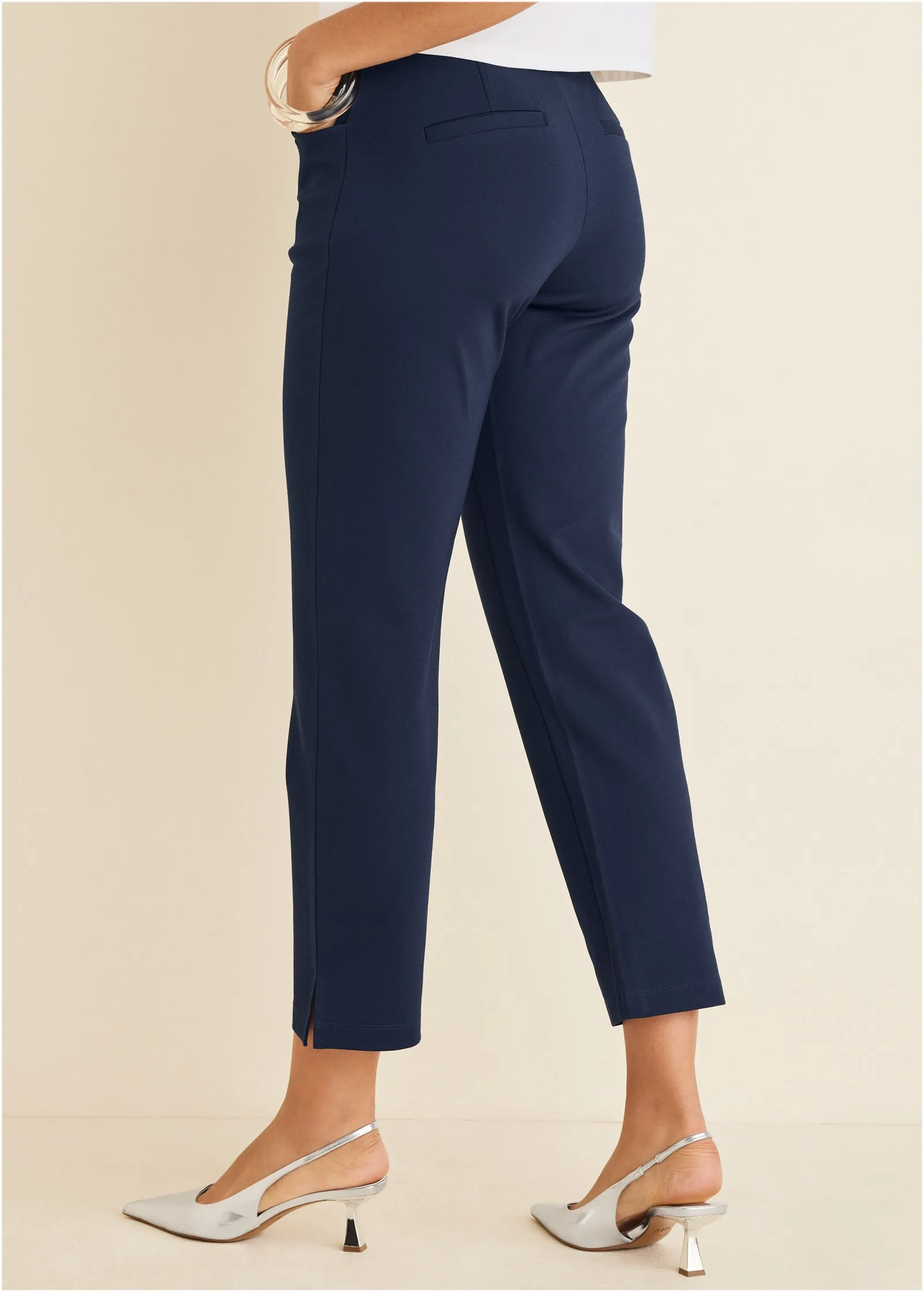 Smoothing Ponte Straight Leg Pants - Navy
