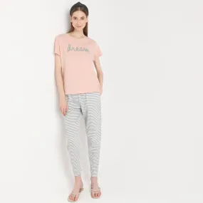 Striped Ankle Length Mid Rise Lounge Joggers