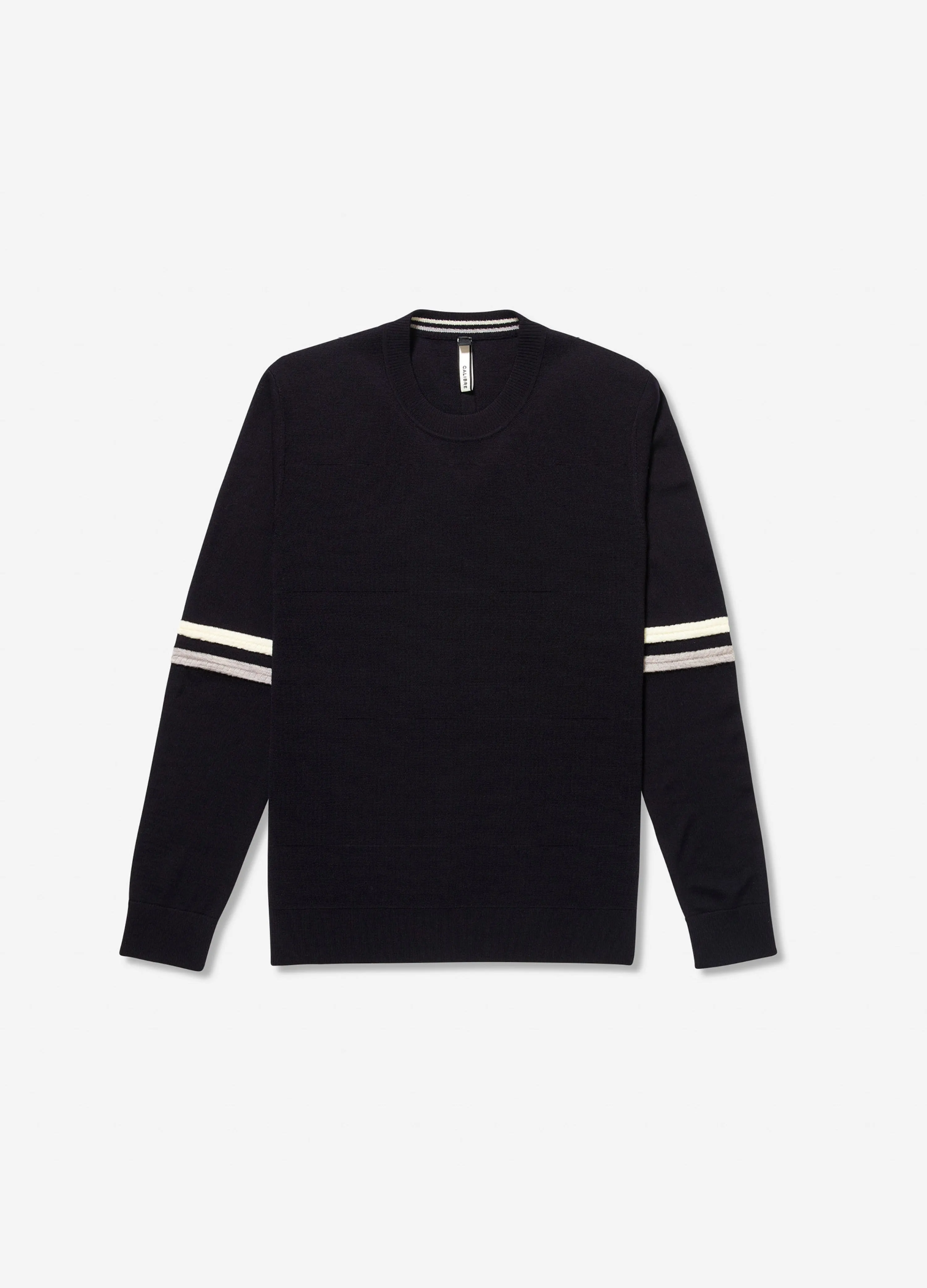 Striped Sleeve Merino Crew Sweater Navy Combo