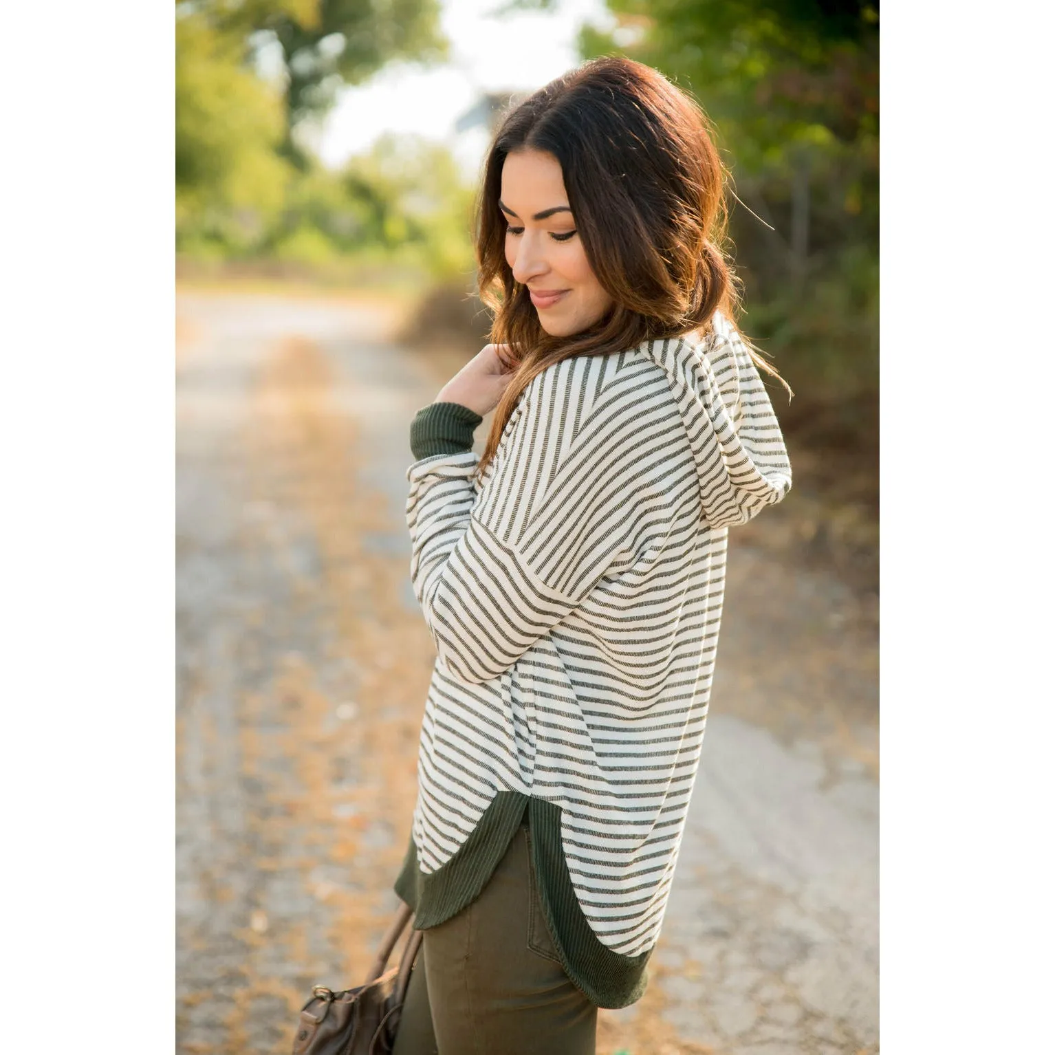 Striped Solid Trimmed Hoodie