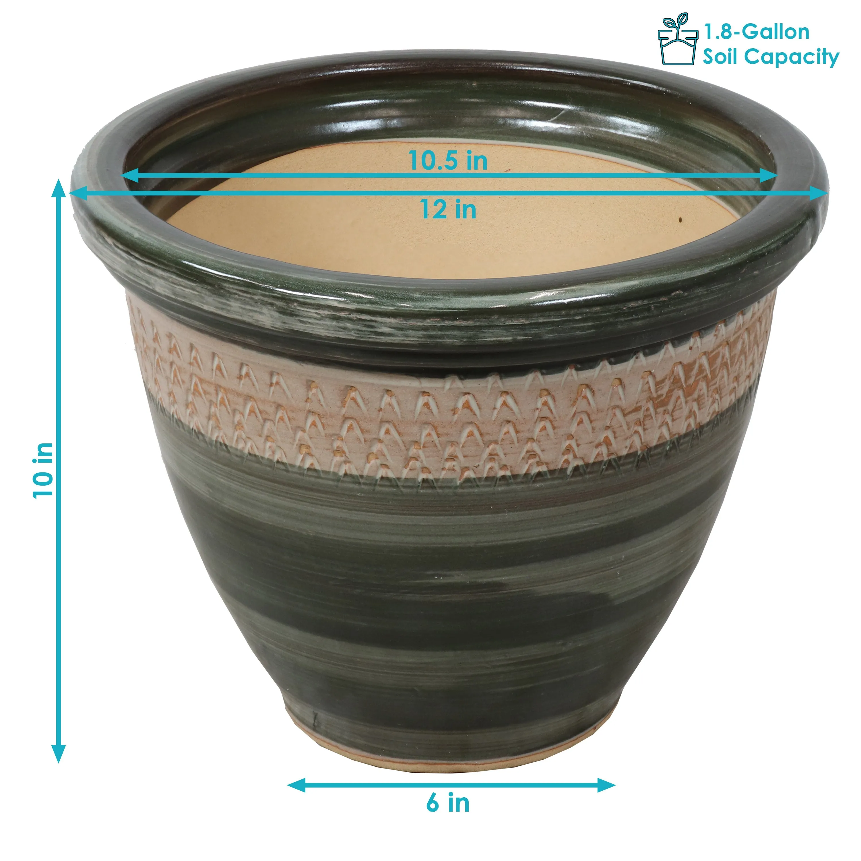 Sunnydaze Set of 2 Indoor/Outdoor Purlieu Ceramic Planters - 12"
