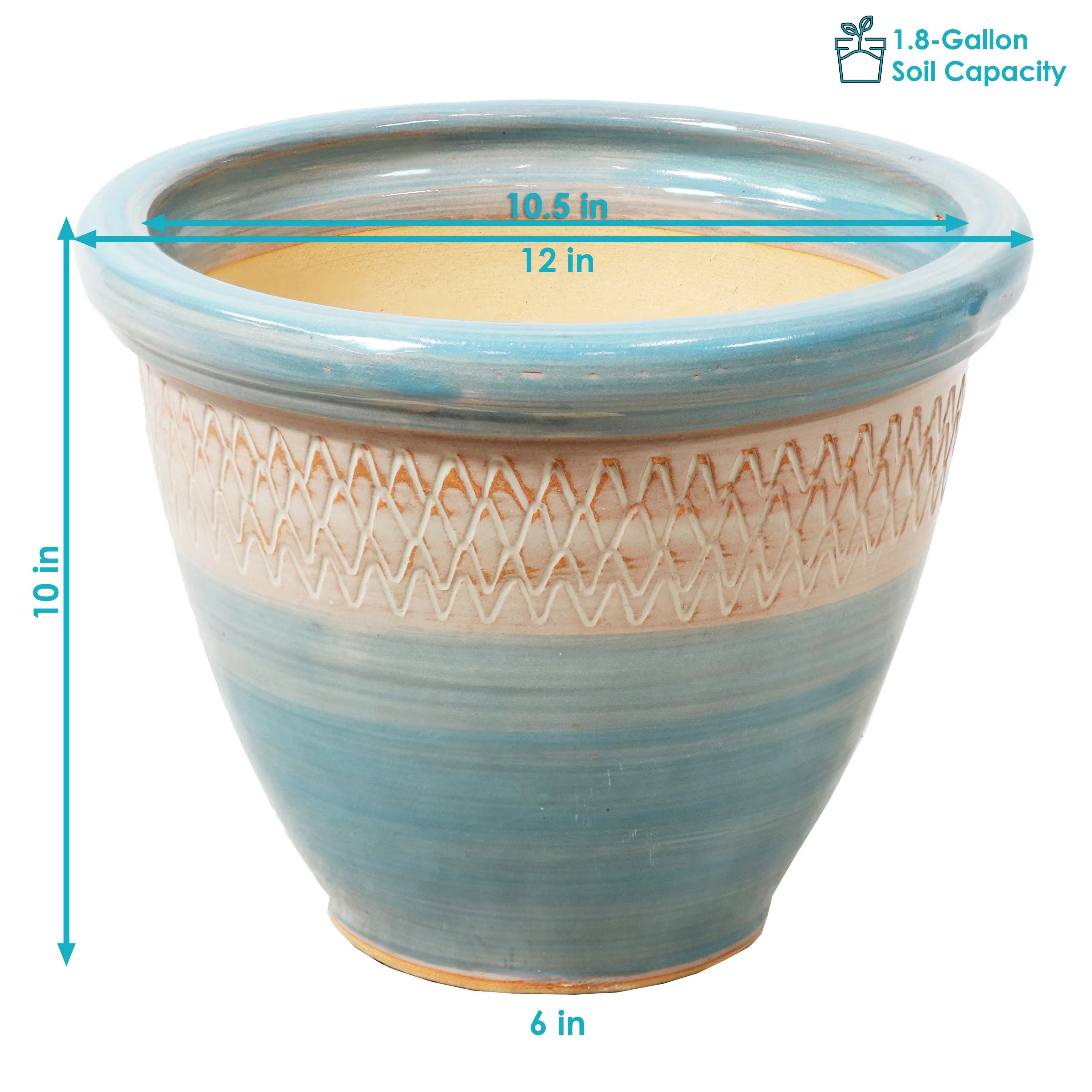 Sunnydaze Set of 2 Indoor/Outdoor Purlieu Ceramic Planters - 12"
