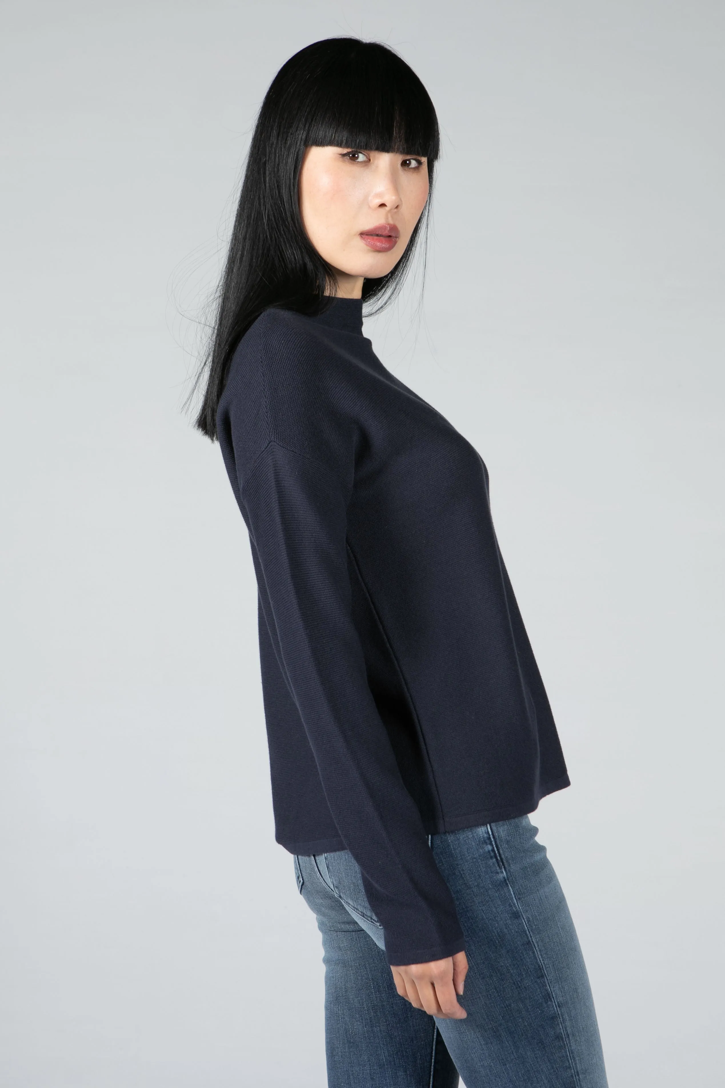 SWEATER MADE OF ORGANIC COTTON IN NIGHT SKY