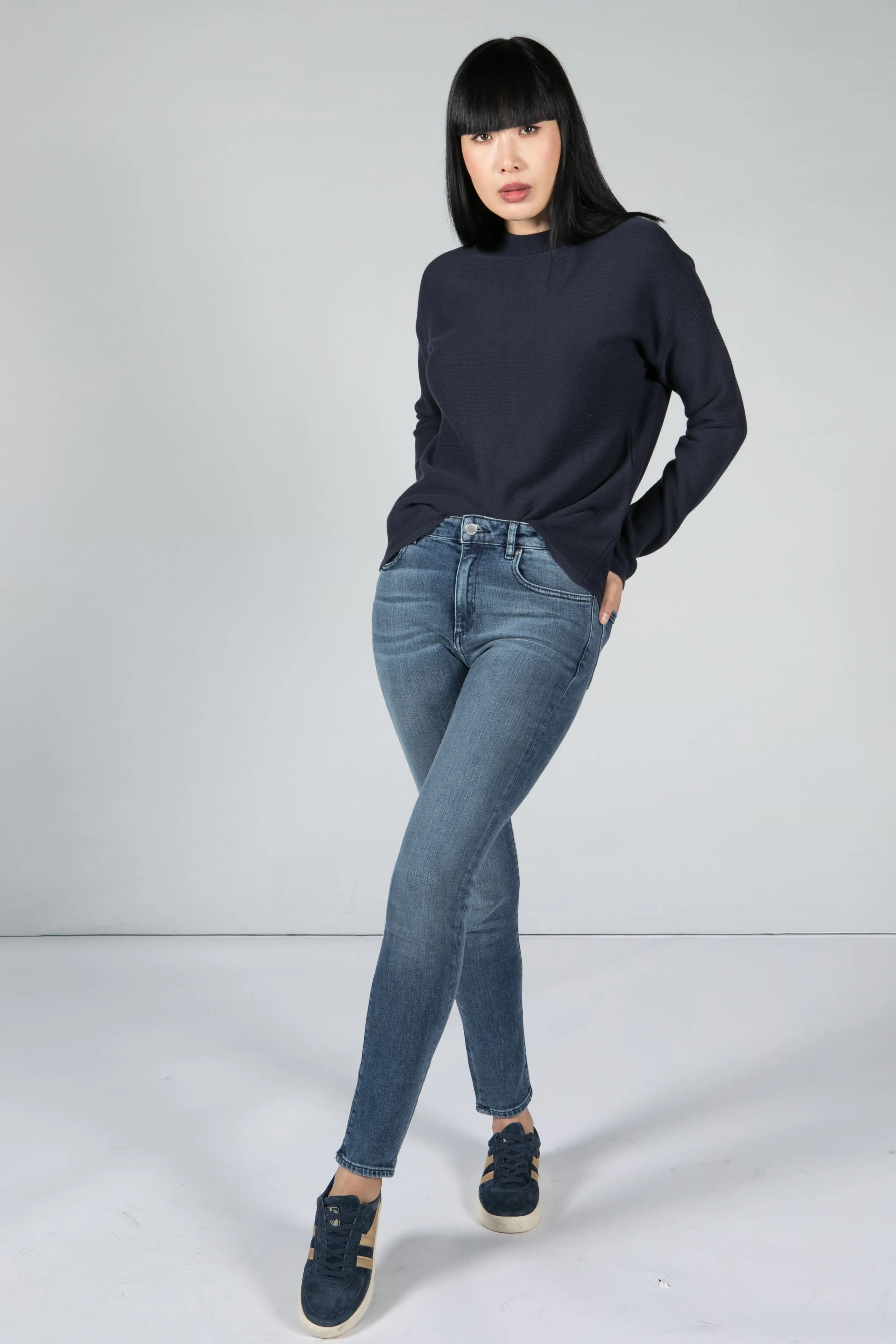 SWEATER MADE OF ORGANIC COTTON IN NIGHT SKY