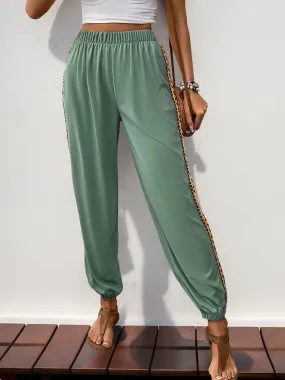 Sydney Weave Band Patchwork Elastic Waist Joggers