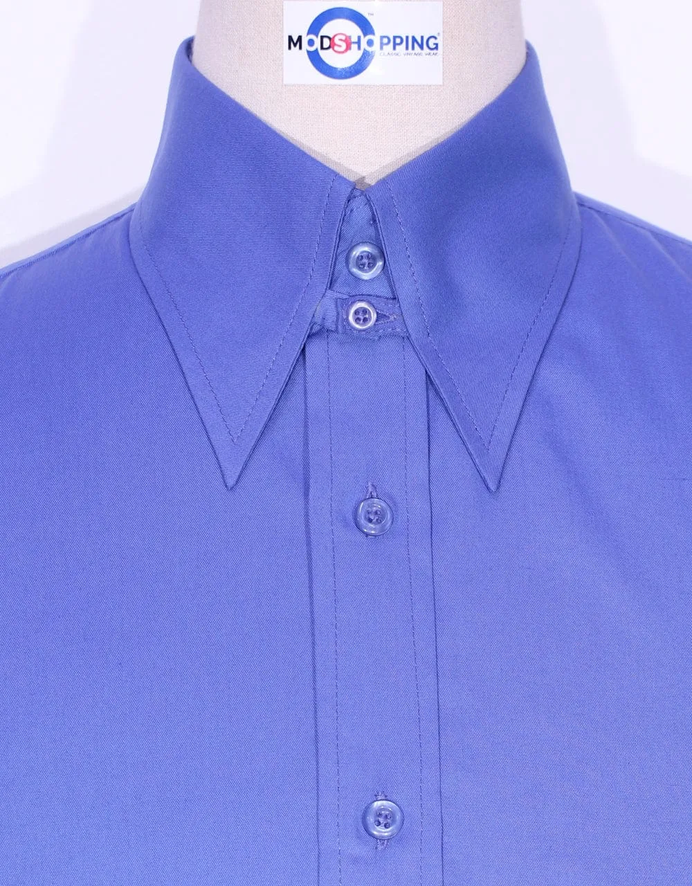 Tab Collar Shirt | 60s Style Sky Blue Tab Collar Shirt