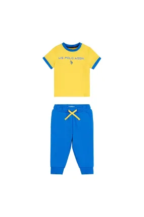 Toddlers Sport Ringer Tee And BB and Joggers set in Primrose Yellow