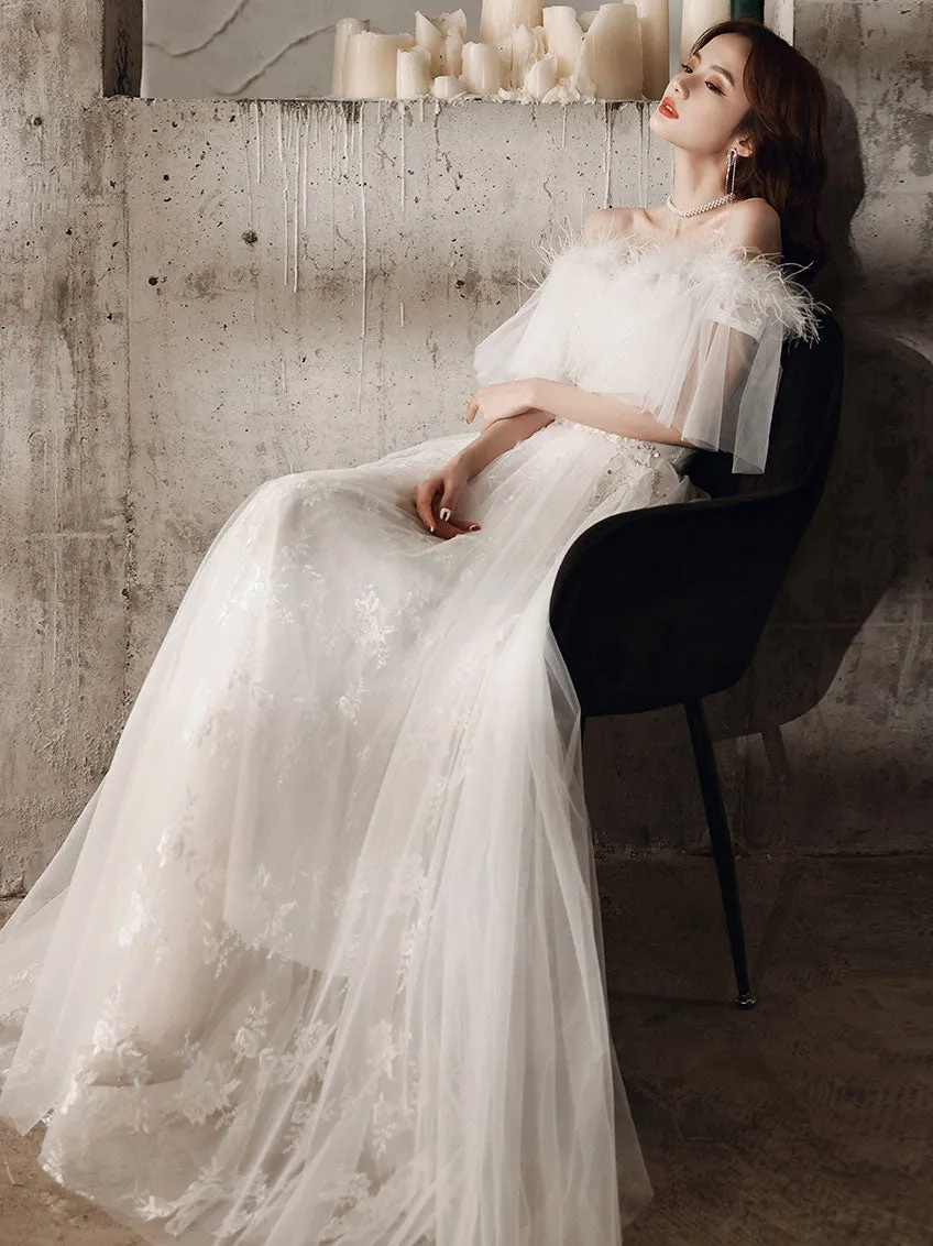 Unique Sweetheart Neck A line Long Prom Dress, Lace Long Formal Graduation Evening Dresses