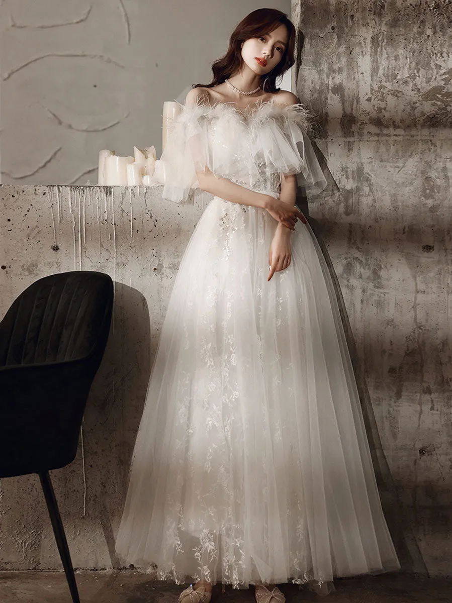 Unique Sweetheart Neck A line Long Prom Dress, Lace Long Formal Graduation Evening Dresses